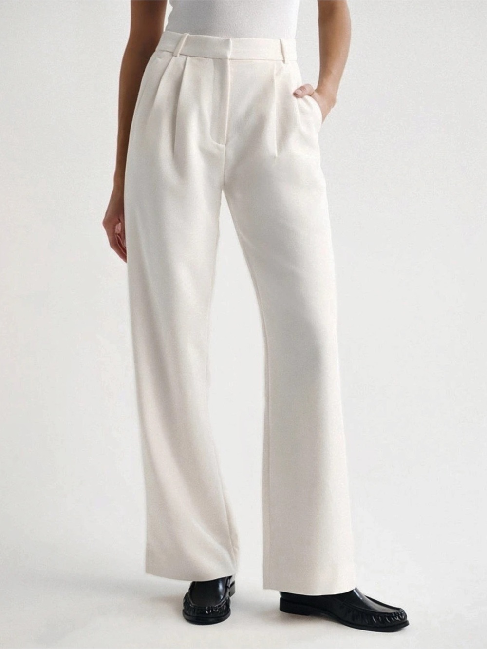 Abercrombie & Fitch A&F Sloane Tailored Wide Leg Pant White Waist 25